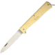 OTTER-Messer Small Mercator Brass Carbon Folding Knife,3in,Carbon Steel,Standard Edge,Satin,Brass Handle OTT10701