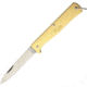 OTTER-Messer Small Mercator Brass Stainless Folding Knife,3in,Stainless Steel,Standard Edge,Satin,Brass Handle OTT10701R