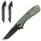 Outdoor Edge Cutlery RAZOR VX1 Folding Knife, 3 in, Japanese 420J2 Stainless Steel, Drop Point Blade, Aluminum, Green Handle, VX130CC