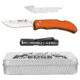 Outdoor Edge Cutlery Razor Carry W/ Flashlight &amp; Tin 2 Blades Folding Knife, 3 in Blade, Stainless Steel, Orange Handle, P24RX30FL2T