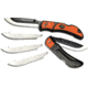 Outdoor Edge Cutlery Razor-Lite EDC Folding Knife, 3 in, Japanese 420J2 stainless, Drop Point, Grivory w/ TPR Inserts, Orange Handle, 4-Blade Combo Set, Blister, RLB30-30C