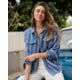 Outerknown Blanket Shirt - Women's, Solimar Blue Skyline Stripe, Extra Small, 2310086-SYS-XX-XS