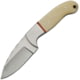 Pakistan 7.13In Skinner Fixed Blade Knife, 7.13in Overall, 3in Satin SS Blade, White Smooth Bone Handle, SS Bolster, Brown Leather Belt Sheath, White, 203407-BO