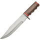 Pakistan Fixed Blade Knife, 12in Overall. 7.5in Satin SS Bowie Clip Point Blade, Brown Finger Grooved Wood Handle, Brown, 203380