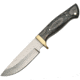 Pakistan Hunter Pakkawood Fixed Blade Knife, 8.75in Overall, 4.25in Satin SS Drop Point, Black Pakkawood Handle, Brown Leather Belt Sheath, 203361-BK