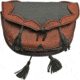 Pakistan Medieval Belt Bag, 8.25in X 2in X 5.5in, Black/Brown Leather Constuction, Belt Loop, Leather Tassels, Black, HS-4411