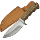 Pakistan Pakkawood Hunter Fixed Blade Knife, 9in Overall, 4.5in Satin SS Drop Point, Brown Finger Grooved Pakkawood Handle, 203359-WD