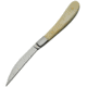 Pakistan Slim Line Skinner Knife, 6.13in Overall, 2.5in Satin SS Wharncliffe Blade, White Smooth Bone Handle, SS Bolster, Brown Leather Sheath, DH-8017