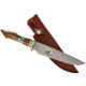 Paladin Fixed Blade Knife - Bear Engraving, 5in, Stainless Steel, Bowie, Brown Crown Stag Handle, PE-CS-8503-B