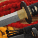 Paul Chen Bamboo Mat Katana, HWS-2S steel blade, White Same handle with black cord wrap PC2438