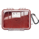 Pelican 1020 Micro Watertight Dry Box, 6.37x4.75x2.12in, Clear Red w/Carabiner, 1020-028-100