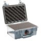 Pelican 1120 Small Waterproof 7.46x4.96x3.33in Carry Case, Silver w/ Foam