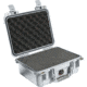 Pelican 1400 Small 13x11x6in Protector Waterproof Carry Case, Silver w/ Foam