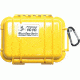 Pelican 1010 Micro Water/Crushproof Dry Box, 5.43x4.06x2.12in - Solid Yellow w/Carabiner