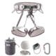Petzl Corax Harness Kit w/ CORAX Harness, Am'D Belay System, VERSO Inserter, BANDI Chalk Bag, and Power Ball, Grey, 1, K030CA00