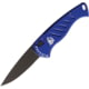 Piranha Knives Auto Fingerling Automatic Folding Knife, 2.5in, 154CM, Plain Blade, Black Oxide, Blue Anodized Aluminum Handle, P-2BT