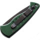Piranha Knives Auto Fingerling Automatic Folding Knife, 2.5in, 154CM, Plain Blade, Black Finish, Green Aluminum Handle, P-2GT