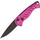 Piranha Knives Auto Fingerling Automatic Folding Knife, 2.5in, 154CM, Plain Blade, Black Oxide, Black/Pink Aluminum Handle, P-2PKT