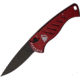 Piranha Knives Auto Fingerling Automatic Folding Knife, 2.5in, 154CM, Plain Blade, Black Oxide, Red Aluminum Handle, P-2RT