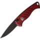 Piranha Knives Auto Fingerling Automatic Folding Knife, 2.5in, 154CM, Plain Blade, Black Oxide, Red Aluminum Handle, P-2RT