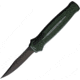 Piranha Knives Auto Rated-R OTF Automatic Folding Knife, 3.5in, 154CM, Clip Point Blade, Black DLC, Green Aluminum Handle, P-19GT