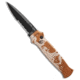 Piranha Piranha Bodyguard Automatic Knife Desert Camo 3.3" Black Serr, Tan, CPM S30V, adult, BHQ-22885