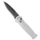 Piranha Piranha Bodyguard Automatic Knife Silver Tactical 3.3" Black Serr, Gray, CPM S30V, adult, BHQ-16067