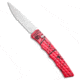 Piranha Piranha Crossfire Automatic Knife Pink Aluminum 3.1" Mirror Serrated P-23PKS, Pink, 154CM, adult, BHQ-210924