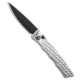 Piranha Piranha Crossfire Automatic Knife Silver Aluminum 3.1" Black P-23ST, Silver, 154CM, adult, BHQ-208144