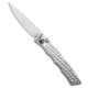 Piranha Piranha Crossfire Automatic Knife Silver Aluminum 3.1" Mirror P-23S, Silver, 154CM, adult, BHQ-208142