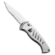 Piranha Piranha Fingerling Automatic Knife Silver 2.5" Mirror Serr, Gray, 154CM, adult, BHQ-22936