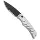 Piranha Piranha Paradox Automatic Knife Silver Aluminum 3.1" Black Serrated P-24STS, Silver, 154CM, adult, BHQ-208170