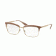 Prada CINEMA' PR08SV Single Vision Prescription Eyeglasses UEC1O1-53 - Opal Powder/pink/opal Powder Frame