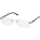Prada Eyeglass PR66LV - Silver Demo Lens Frame w/ Non-Rx 55 mm Diameter Lenses 7JQ1O1-5516 - Brown Saffiano 