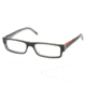 Prada Linea Rosa PS 01AV Eyeglasses Styles - Black/Transparent Gray Frame w/Non-Rx 51 mm Diameter Lenses, ZXX1O1-5115