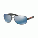 Prada Linea Rosa Sunglasses PS54IS DG02E0-65 - Black Rubber Frame, Polar Dark Grey Mirror Water Lenses