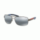 Prada Linea Rosa Sunglasses PS54IS DG12F2-65 - Gunmetal Rubber Frame, Polar Grey Mirror Grad Silver Lenses