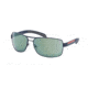 Prada Linea Rosa Sunglasses PS54IS MA33C0-65 - Blue Demishiny Frame, Light Green Mirror Petrol Lenses