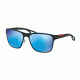 Prada LJ SILVER PS56QS Single Vision Prescription Sunglasses PS56QS-VHK5M2-56 - Lens Diameter 56 mm, Frame Color Azure/black Rubber