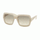 Prada PR07RS Sunglasses TKO3H2-56 - Opal Ivory/Matte Ivory Frame, Light Brown Grad Light Green Lenses