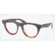 Prada PR08QV Progressive Prescription Eyeglasses QE11O1-50 - Mimetic Bronw/mt Brown Transp Frame