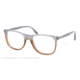 Prada PR13PV Progressive Prescription Eyeglasses MAY1O1-52 - Gray Gradient Brown Frame, Demo Lens Lenses