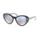 Prada PR14US Sunglasses LDM5R0-55 - Black Frame, Grad Light Blue Mirror Silver Lenses