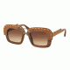 Prada PR26RS Sunglasses UA76S1-51 - Nut Canaletto/brown Leather Frame, Brown Gradient Lenses