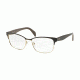 Prada PR65RV Single Vision Prescription Eyeglasses DHO1O1-53 - Brown On Pale Gold Frame