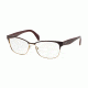 Prada PR65RV Single Vision Prescription Eyeglasses UAN1O1-55 - Bordeaux On Pale Gold Frame