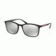 Prada PS01TS Sunglasses DG02B0-56 - Black Rubber Frame, Light Grey Mirror Silver Lenses