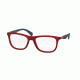 Prada PS04FV Progressive Prescription Eyeglasses TWR1O1-53 - Red Rubber Frame