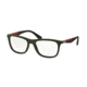 Prada PS04FV Progressive Prescription Eyeglasses UBW1O1-53 - Green Rubber Frame