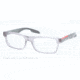 Prada PS07CV Prescription Eyeglasses SMJ1O1-55 - Matte Transparent Grey Frame